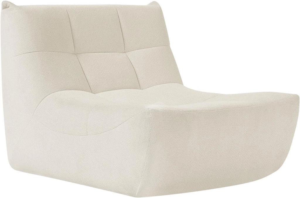 Poltrona Imbottita da Terra, Pouf Poltrona con Schienale, Sfoderabile, per Soggiorno, Camera da Letto, Balcone, 98x84x73 cm, in Spugna, Beige, 0033XXY