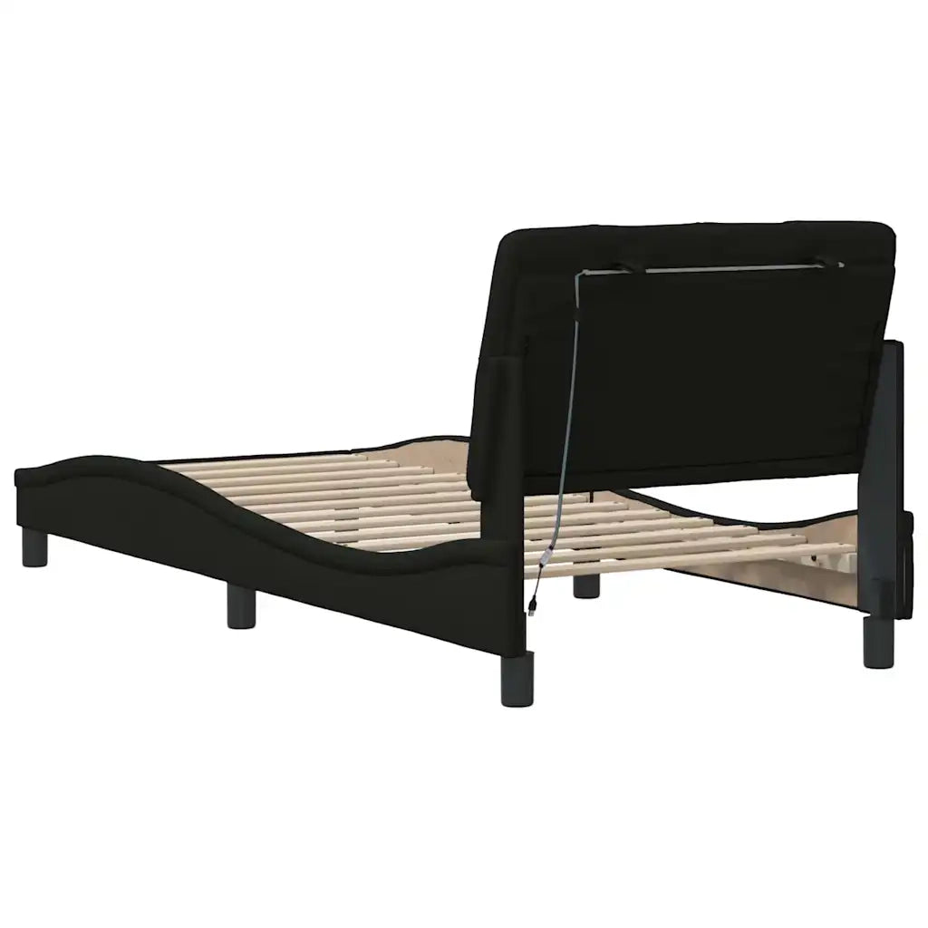 Giroletto con LED senza Materasso Nero 90x190 cm in Tessuto 3310638