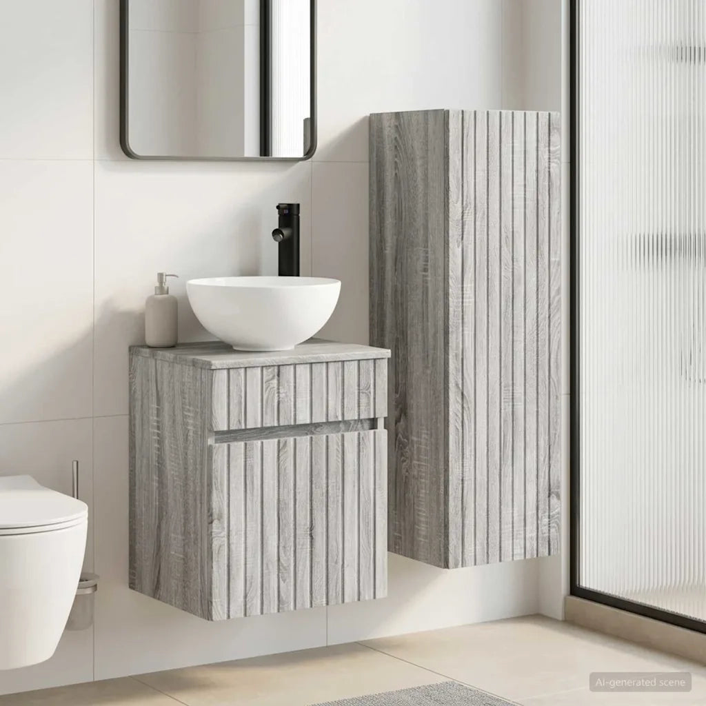 Set di mobili per il bagno 2 pz Sonoma grigio 3406139