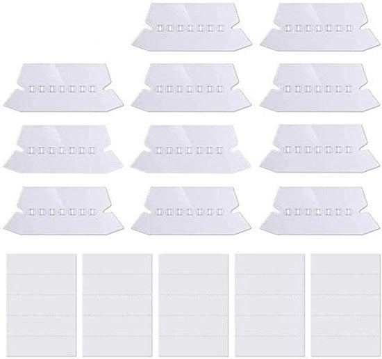 Ophangbestand per tabbladen 100 pezzi - Tabbladen trasparenti - Elementi di posizionamento riposizionabili - Per identificazione rapida - 5 posizioni per tab - Inclusi etichette bianche - Etichette per archiviazione