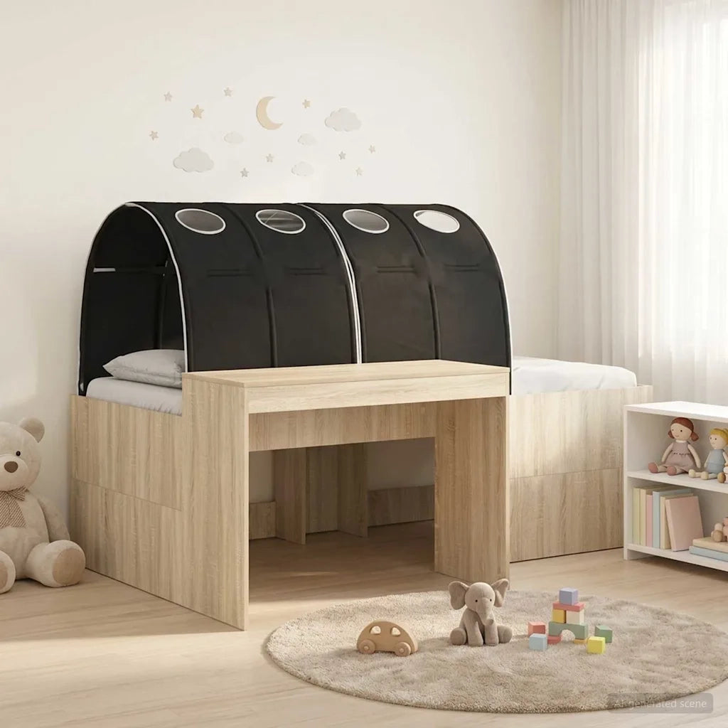 Letto con Tunnel 3 pz Rovere Sonoma e Nero Legno ingegnerizzato 3423676
