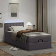 Struttura Letto Pouf con Materasso Grigio 90x200 cm Similpelle 3312135