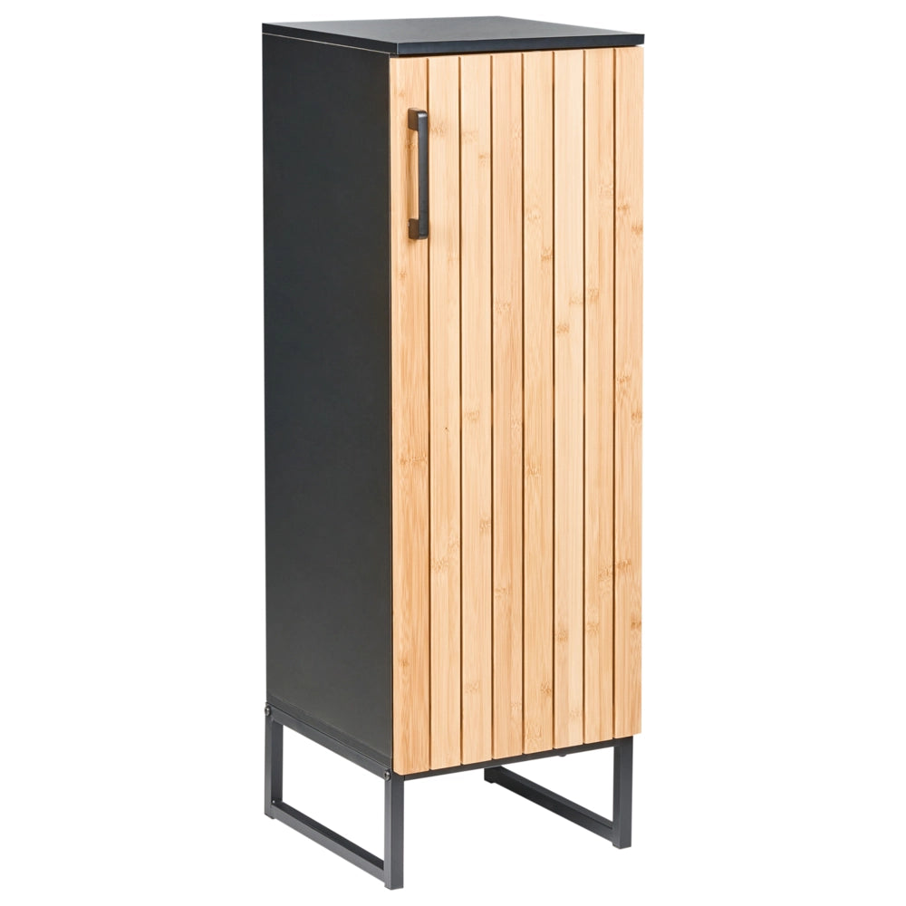Mobile da bagno moderno con ripiani in legno di bambù acciaio e MDF 3 ripiani nero e marrone chiaro