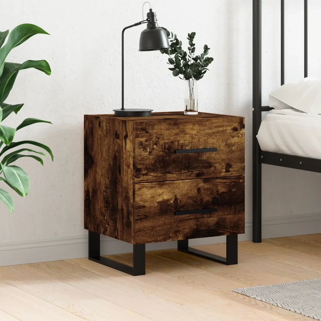 Comodino-Tavolino da notte Rovere Fumo 40x35x47,5 cm in Legno Multistrato 503435
