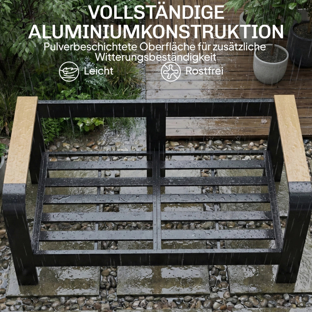Set da giardino in alluminio a 4 posti; impermeabile; divano a 2 posti; 2 poltrone e tavolino laterale