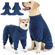 Pantaloni e giacca in set per cani, impermeabili e isole calore, ideale per il freddo, confezione comprensiva di giacca e pantaloni in blu.