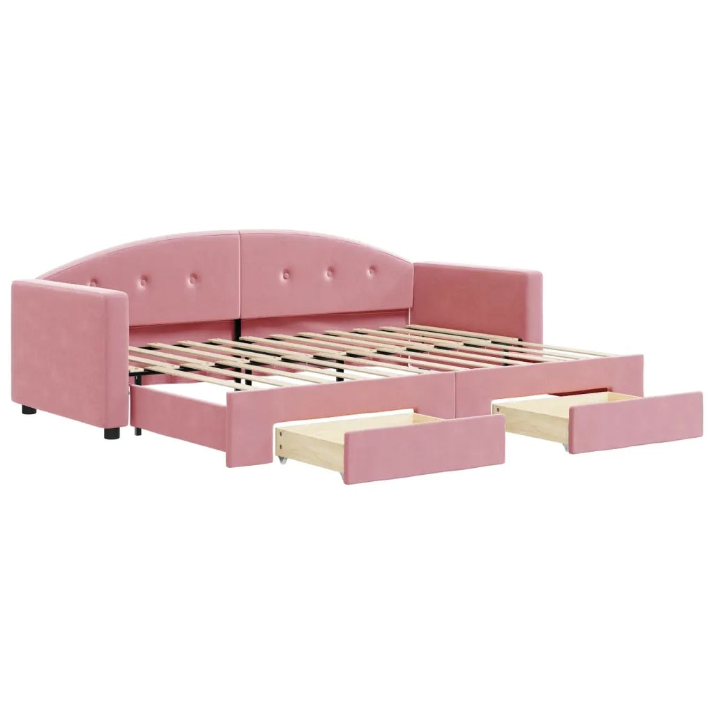 Divano Letto Estraibile con Cassetti Rosa 80x200 cm Velluto 3197345