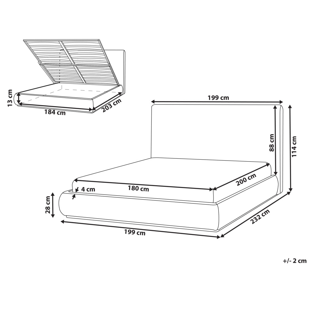 Letto ottomano Beige Chiaro Poliestere 180 x 200 cm contenitore e testiera Camera da letto Mobili Elegante