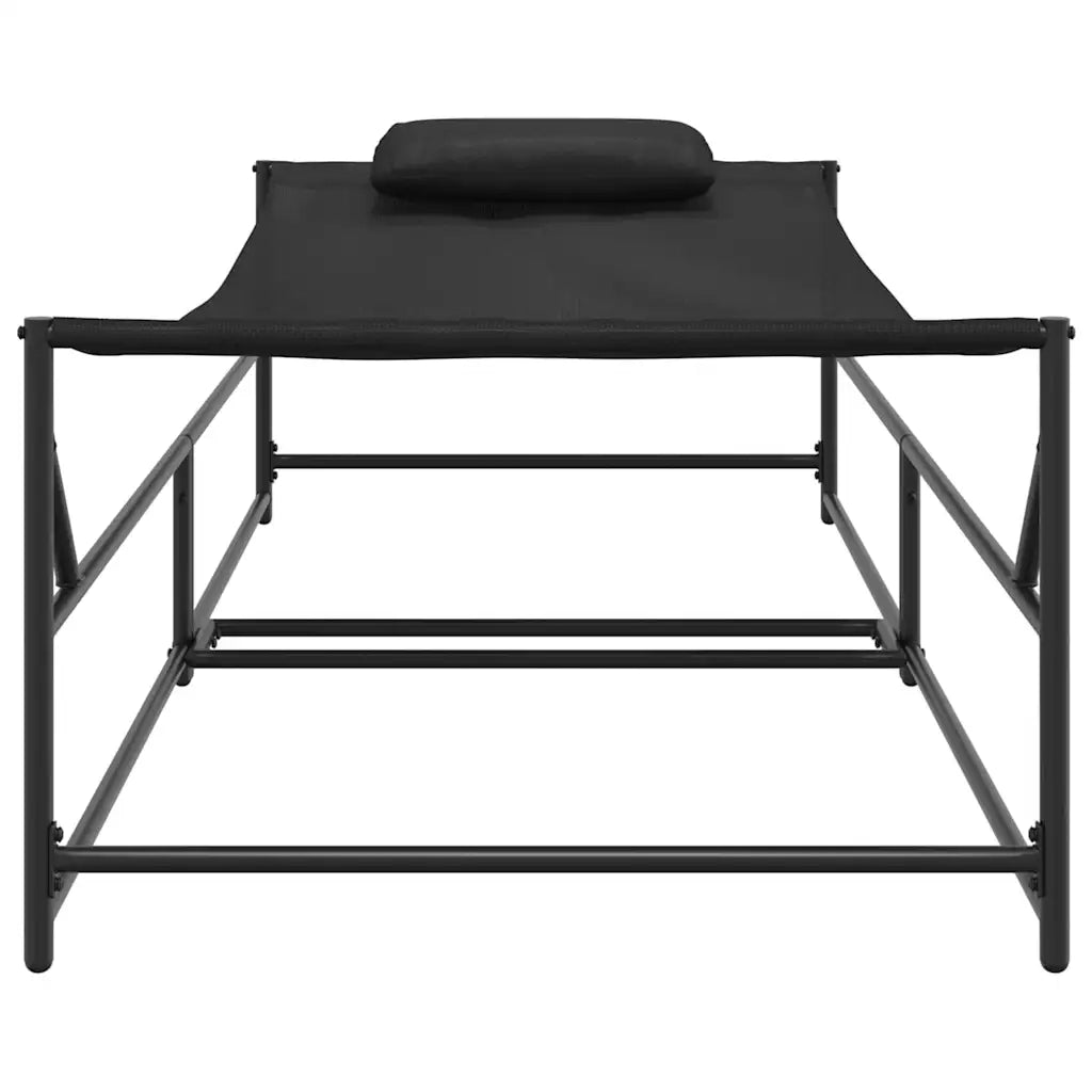 Lettino da Giardino 2 pcs Nero Acciaio verniciato a polvere 42003023