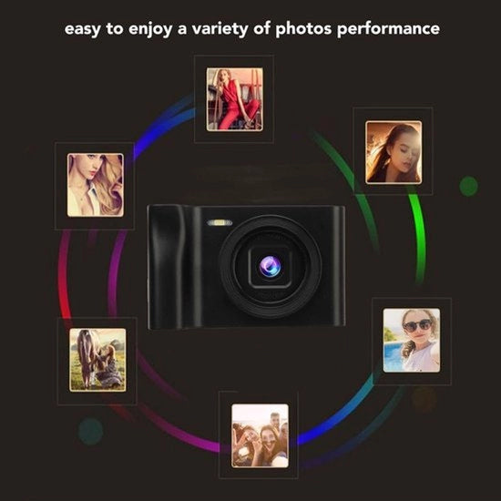 Camera digitale 20MP con risoluzione 1080P, zoom digitale 8-volte, schermo da 2,8 pollici e batteria da 800 mAh (nero)