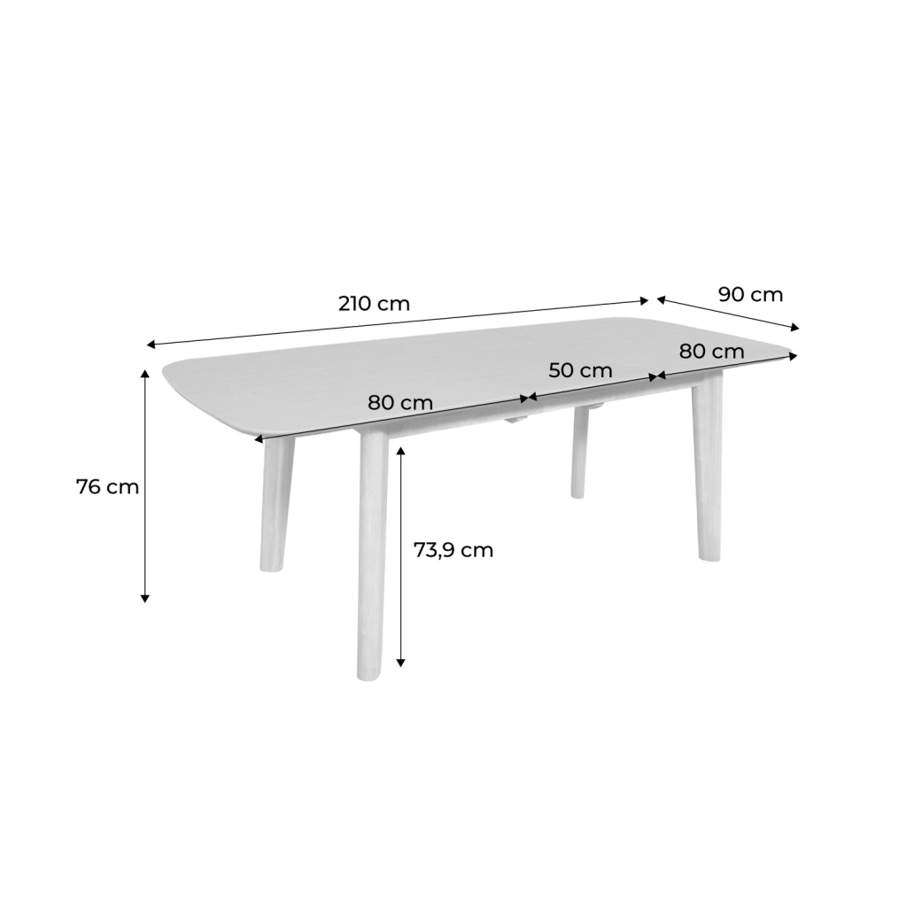 Tavolo da pranzo rettangolare allungabile 160 - 210 cm, rivestito in