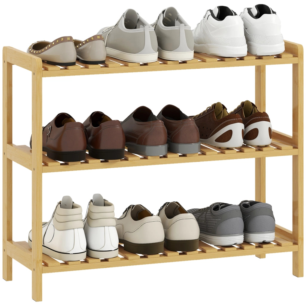 Scarpiera in Bamb¨´ 3 Ripiani per 9 Pares ¨C zephmum ¨C Naturale 70x26x57,5 cm