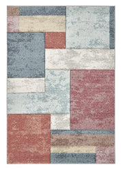 Parure tappeti FUNNY F8501 multicolore tris scendiletto (1pz cm.80x150 + 2pz cm.60x120) moderno pelo morbido con intarsio
