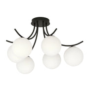 Lampadario Emibig Boston 6xE14 nero/opal in vetro 70cm