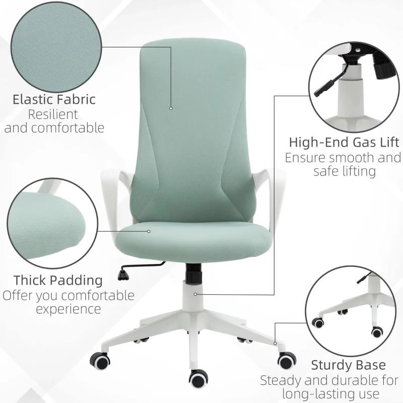 SEDIA DA UFFICIO ERGONOMICA E IMBOTTITA CON ALTEZZA REGOLABILE E DONDOLO, 62X56X110-119.5 CM, VERDE