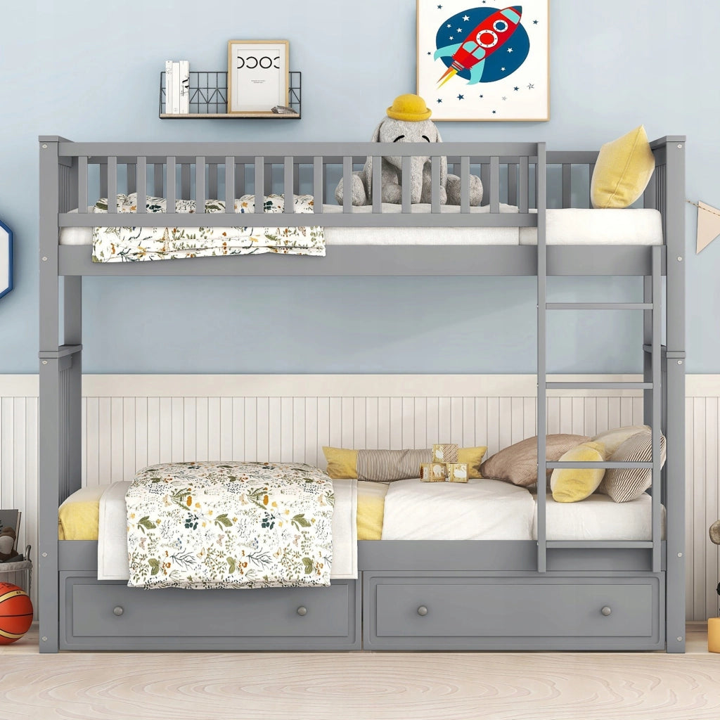 Letto a castello 90x200 - Xylo - Grigio con cassetti