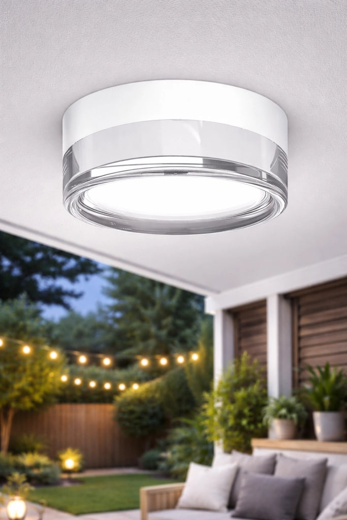 Plafoniera LED da Esterno IP65 9W 960LM Tonda Bianca CCT Switch 2800K 4000K 6000K Lampada Soffitto o Parete per Balcone Terrazzo Bagno Ingresso