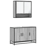 Set Mobili da Bagno | Armadio da bagno 2 pz Grigio Sonoma in Legno Multistrato