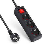 Scatola di connessione tripla con interruttore e protezione contro cortocircuiti - cavo nero 3 metri Scatola di connessione