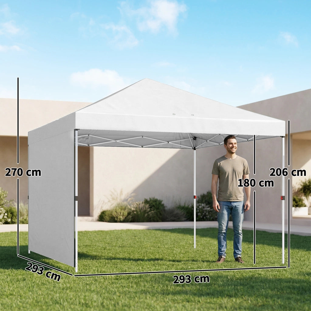 Tenda da giardino pieghevole 3x3 m ¨C zephmum ¨C bianco con pareti laterali UPF50+