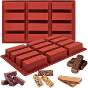 Set di 2 Mallello Silicone con 12 Fori per Granola, Cereal, Cioccolato e Pudding - Silicone di Alta Qualità per Pane, Brownies e Cheesecakes