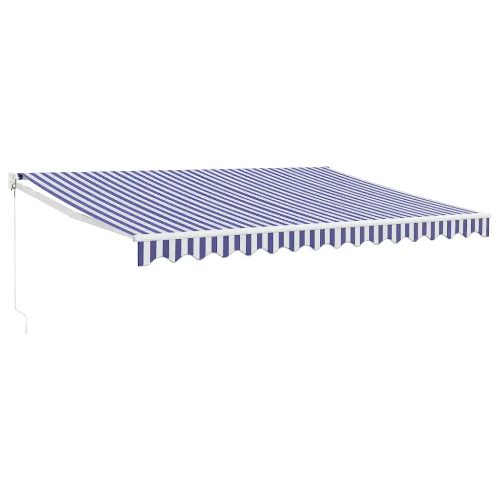 Tenda Sole Retrattile Blu e Bianca 4,5x3 m Tessuto e Alluminio 3154424