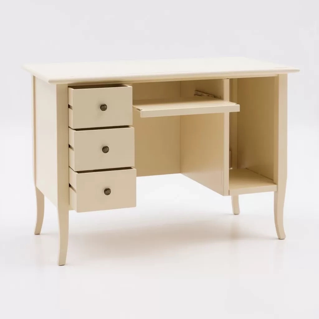 Scrivania porta computer arte povera legno avorio opaco 130x75x81 - Mobili 2G