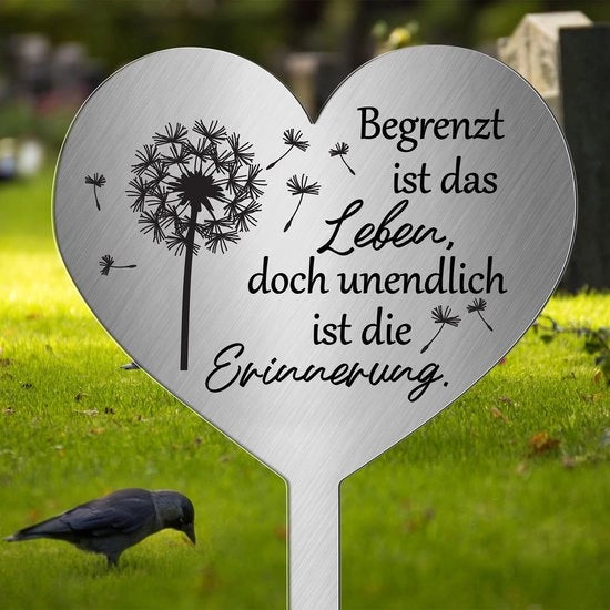 Decorazione per Cimitero Resistente all'Uso del Tempo - Immagine di Cuore - Decorazione per Sepoltura all'Aperto - Oggetti di Ricordo - Decorazione per Sepoltura - Decorazione in Metallo