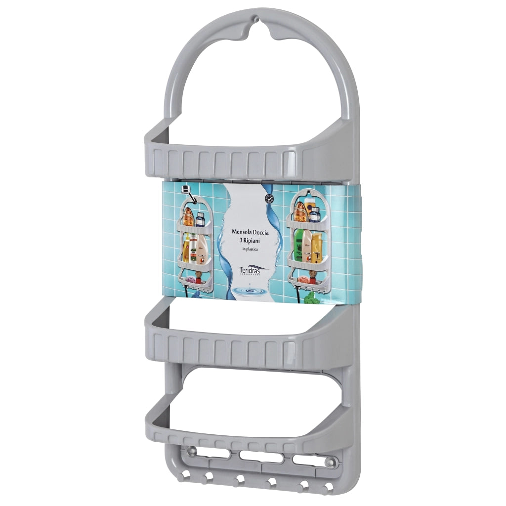 MENSOLA DOCCIA ANKORA 27X14XH62CM 3 PIANI GRIGIO