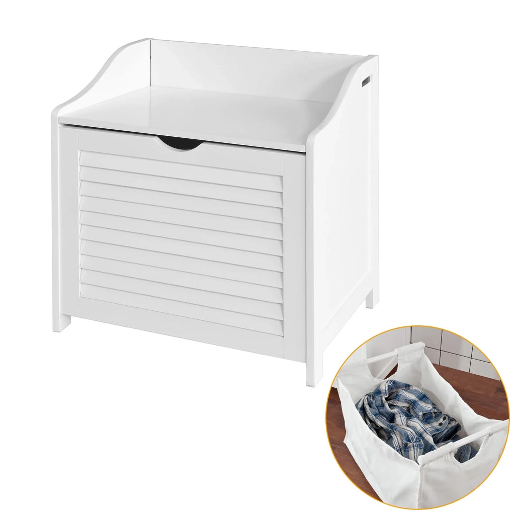 Cesto portabiancheria con Sacco per Biancheria, Panca Contenitore, bianco, FSR40-W,IT