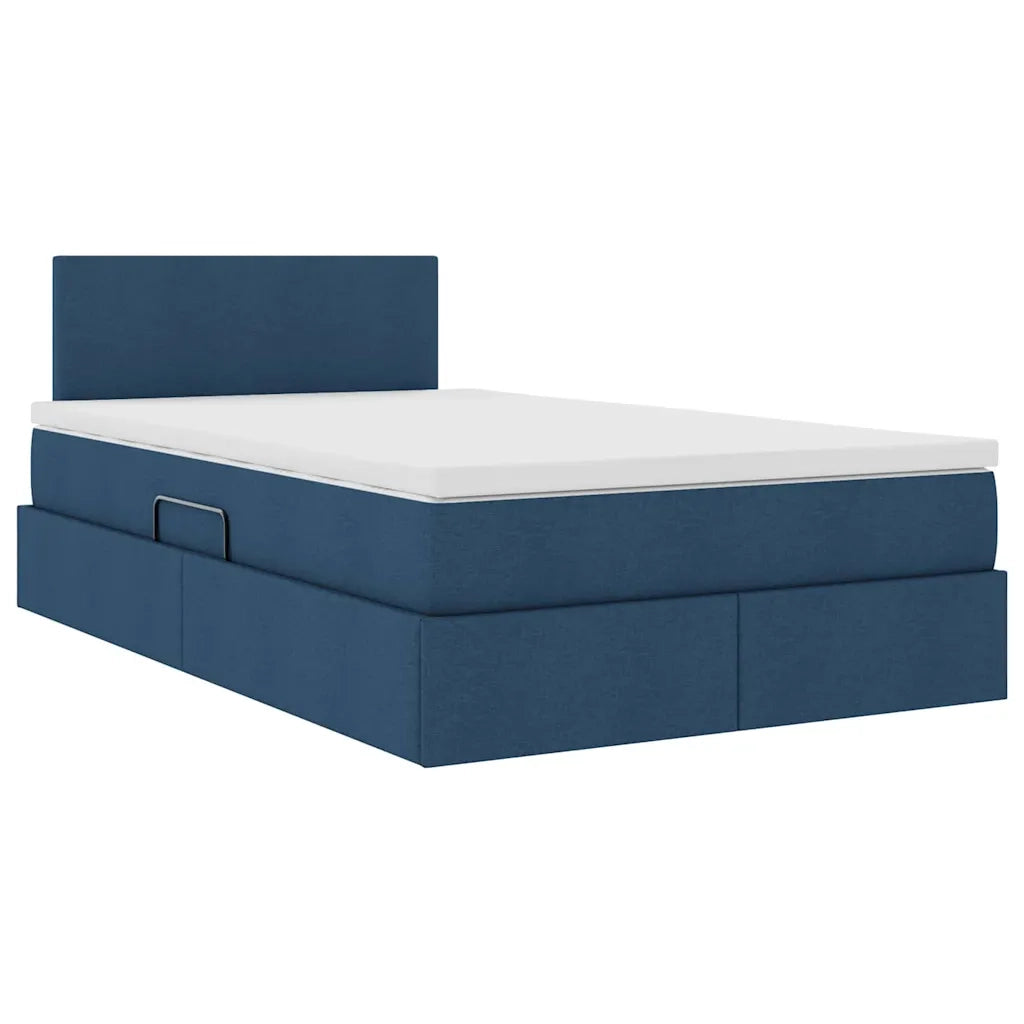 Letto con contenitore LED e materasso Blu 120 x 200 cm Tessuto