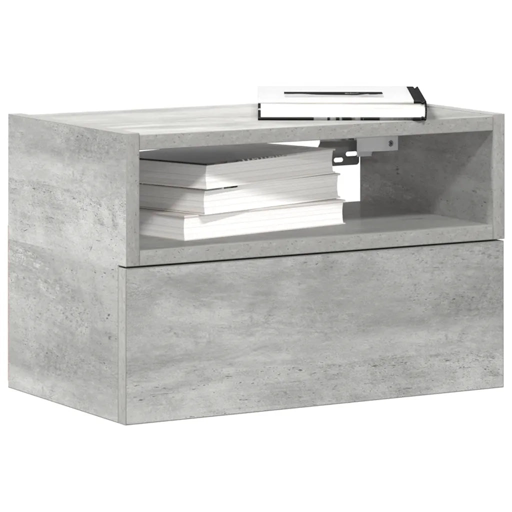 Comodini a Muro 2 pz-Set di 2 Tavolino da notte Grigio Cemento 45x26x28,5 cm