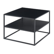 Tavolino da caffè consolle laterale con piano quadrato e ripiano 60 x 60 x 45 cm acciaio nero opaco 03_0010853
