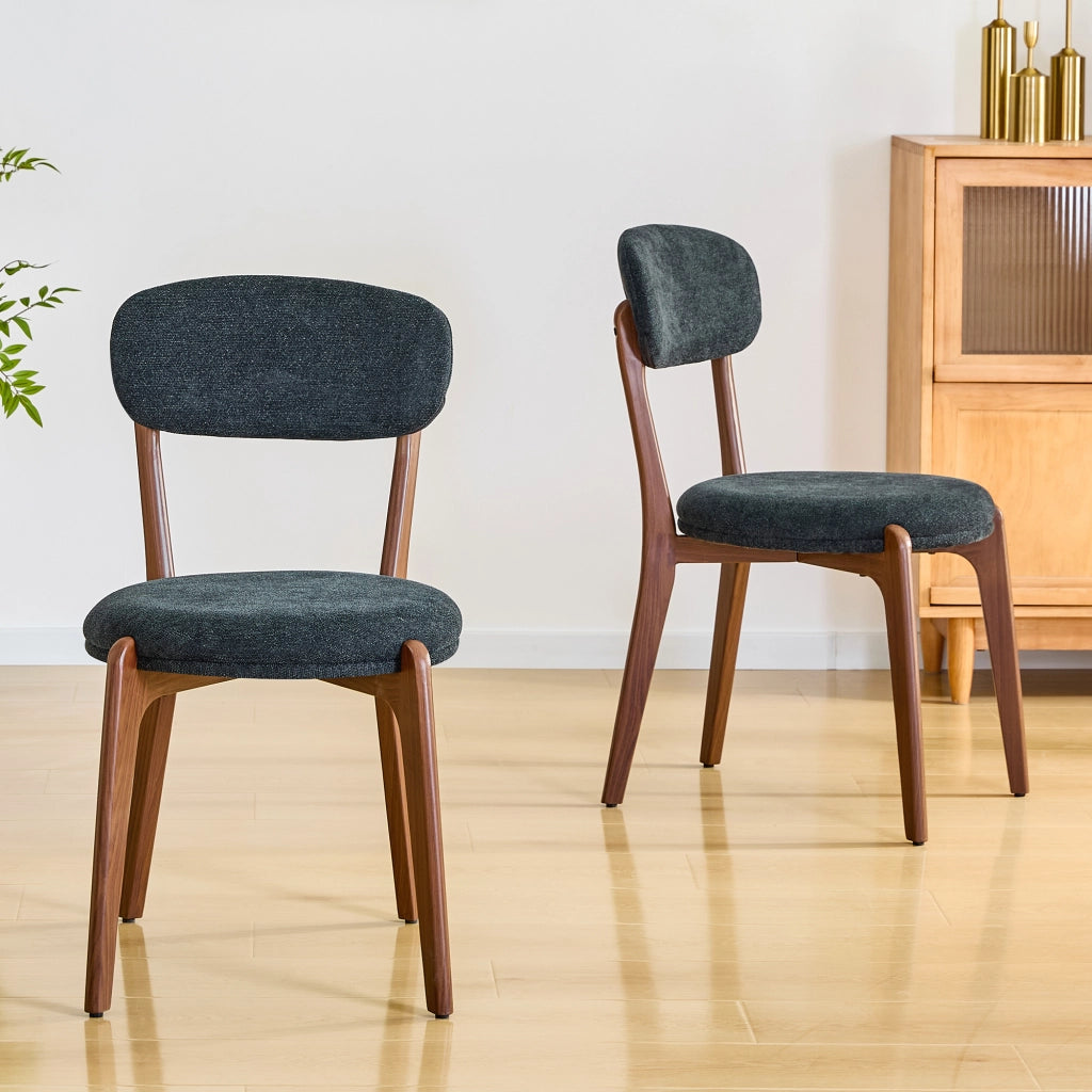 Set 2 Sedie da Pranzo in Tessuto di Lino Imbottite ¨C Xylo ¨C Stile Moderno, Grigio