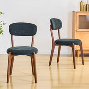 Set 2 Sedie da Pranzo in Tessuto di Lino Imbottite ¨C Xylo ¨C Stile Moderno, Grigio