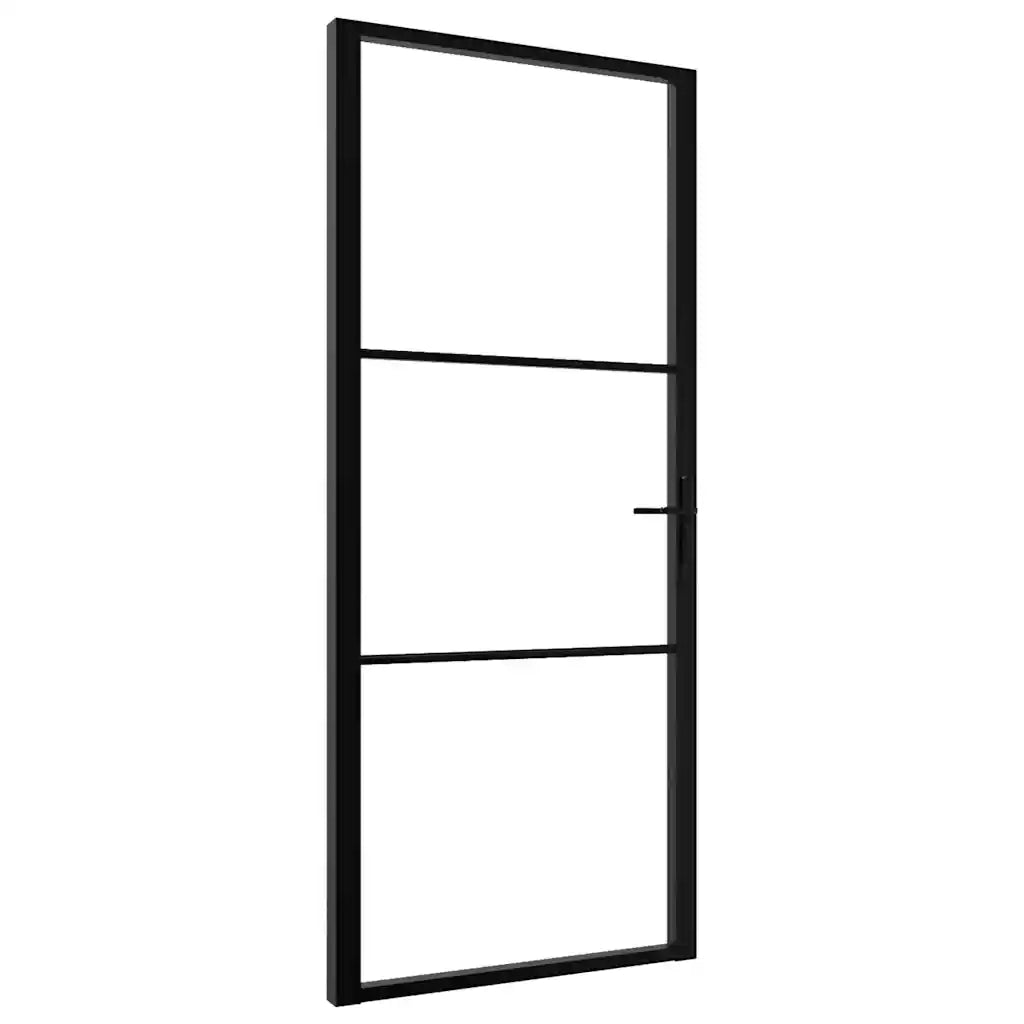 Porta da Interno ESG Vetro e Alluminio 102,5x201,5 cm Nera 151201