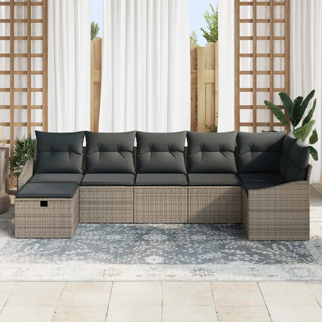 Set di divani con cuscino 7 pcs Grigio polyrattan