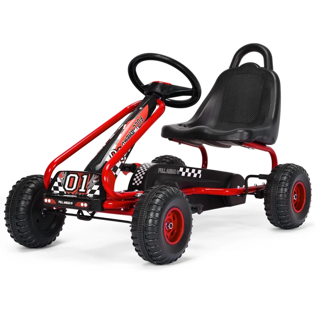 Go-kart a pedali per bambini con sedile regolabile 92 x 50 x 53 cm divertente esperienza di guida ruote in PP antiscivolo rosso 20_0012278