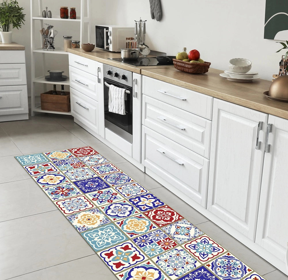 Tappeto Cucina Antiscivolo Made in Italy Passatoia Antimacchia Multiuso Corridoio Soggiorno Lavabile in Lavatrice - 50x250 - Mattonella