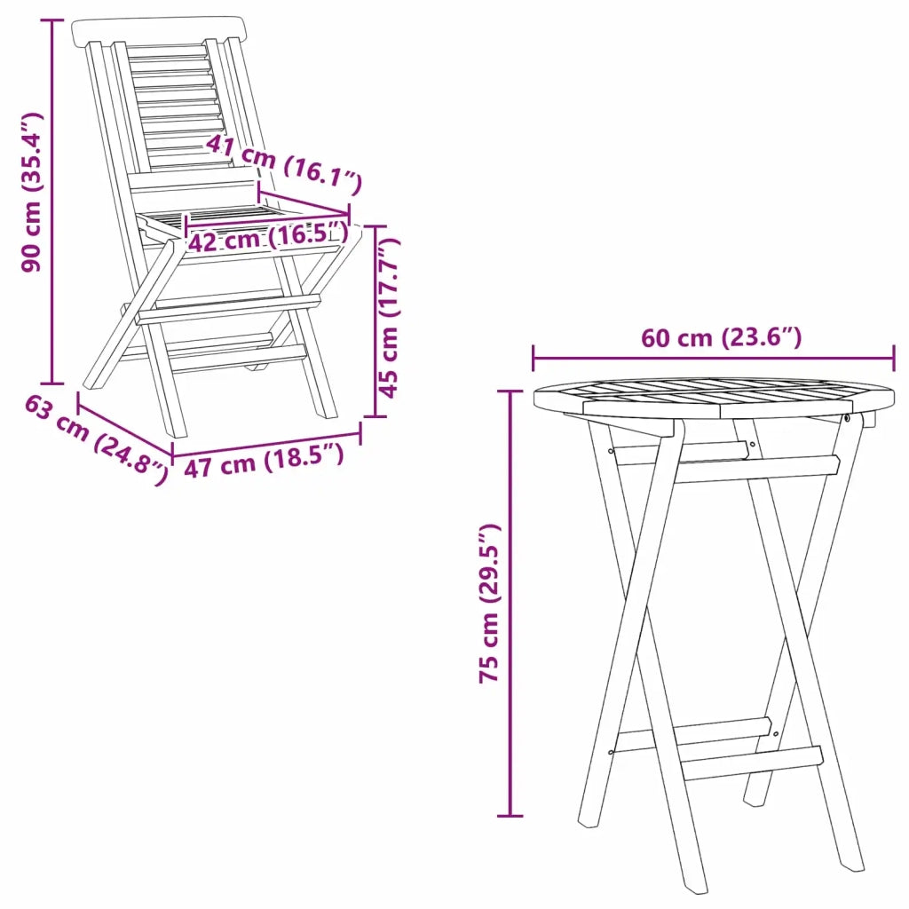 Set da Giardino 3 pz Marrone Legno Teak Massello 3437377