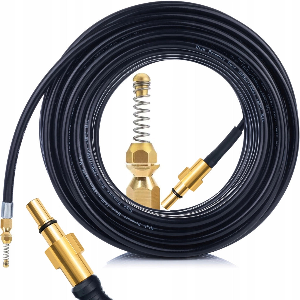 Tubo Alta Pressione 30m – Ugello a Molla in Ottone | Compatibile con Idropulitrici Black&Decker, Bosch
