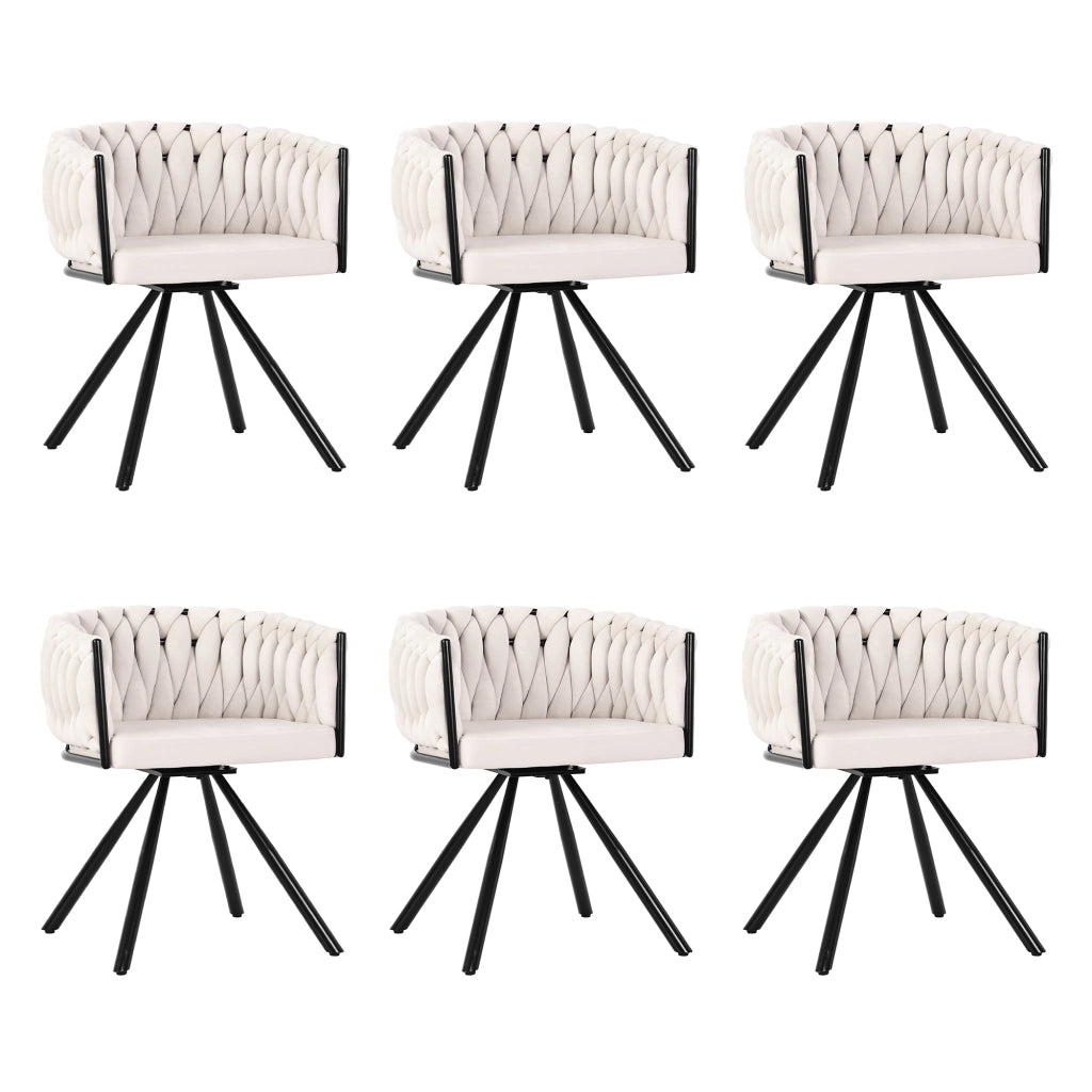 SEDIA GIREVOLE 360° Set da 4 pezzi in velluto beige con struttura in acciaio