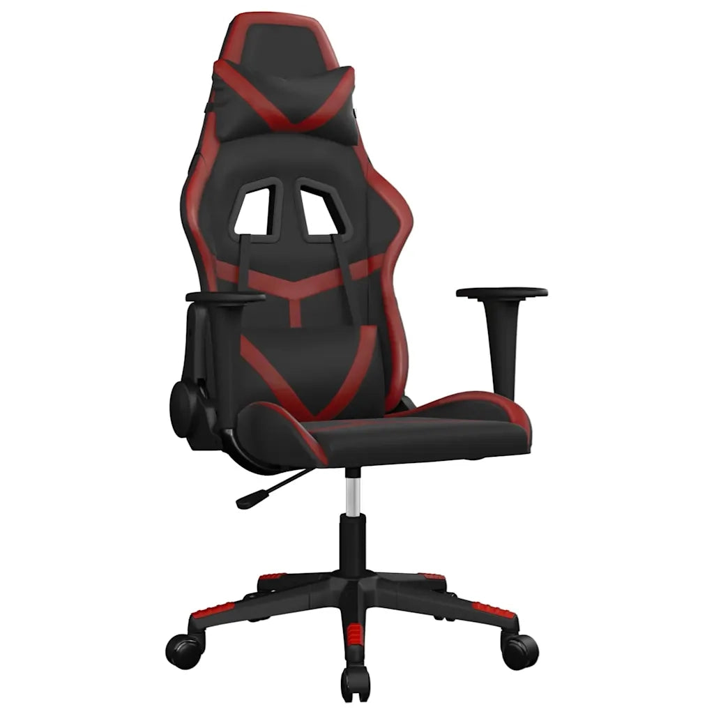 vidaXL Sedia Gaming Massaggio Nero e Rosso Vino in Similpelle
