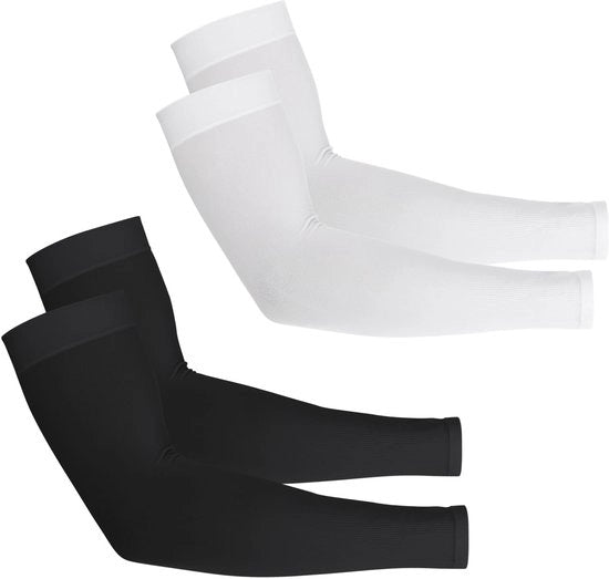 Manopole UV protettive senza dita - 2 paia - Nero/Bianco - Coton Spandex - Lunghezza 14,5 pollici