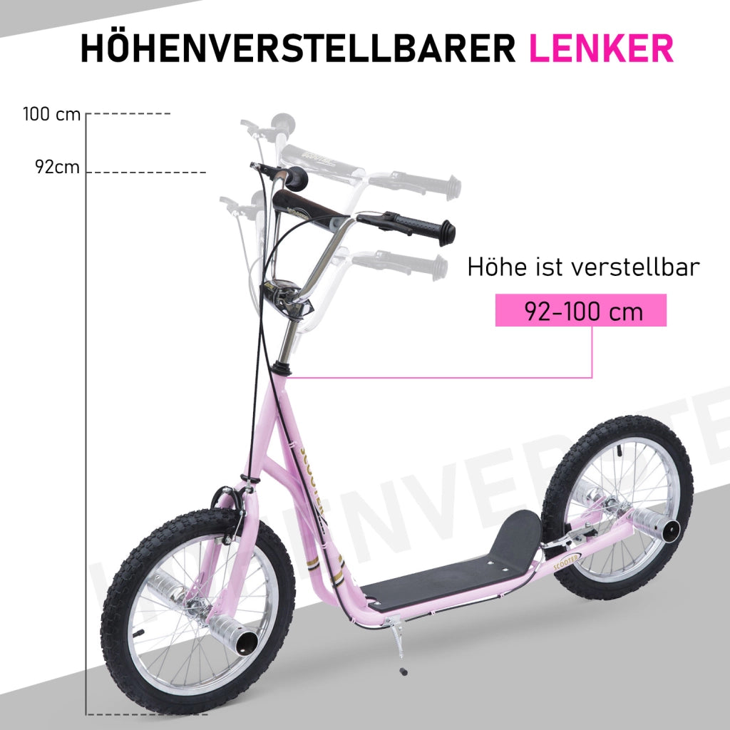 Scooter per bambini con ruote pneumatiche ¨C zephmum ¨C Rosa 16'