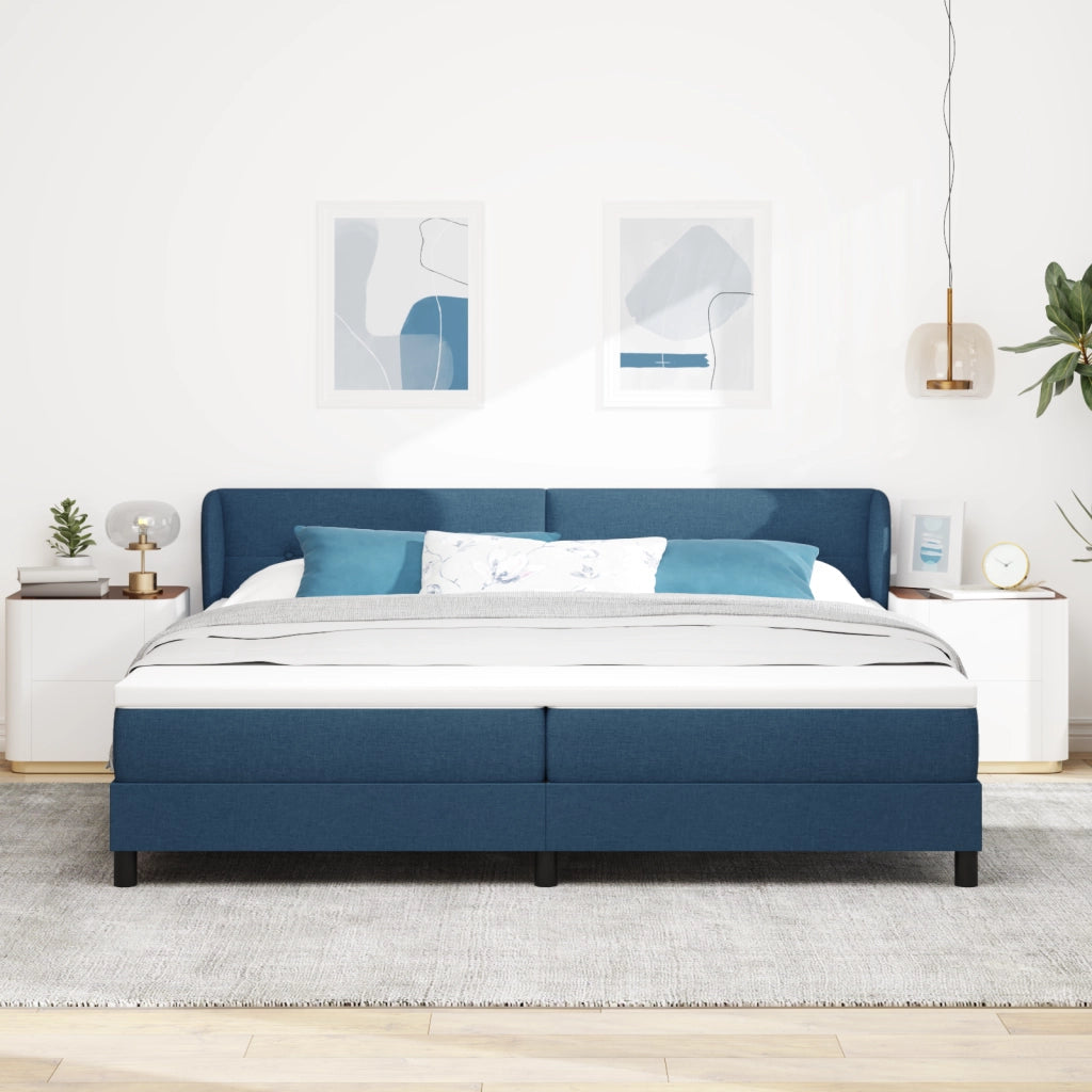 Letto Box Spring con Materasso Blu 200x200 cm Tessuto