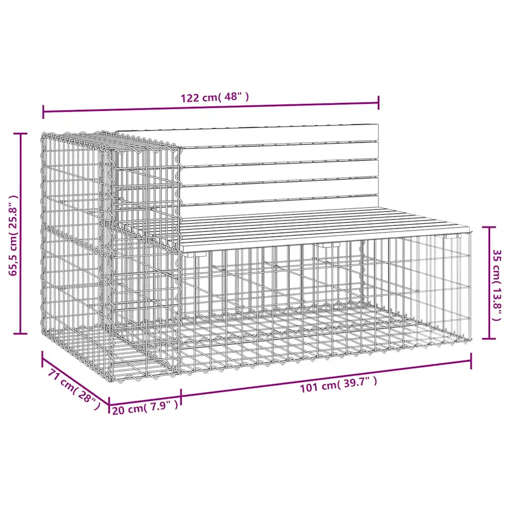 Panchina da Giardino | Panca da Giardino Design Gabbione 122x71x65,5cm Pino Impregnato