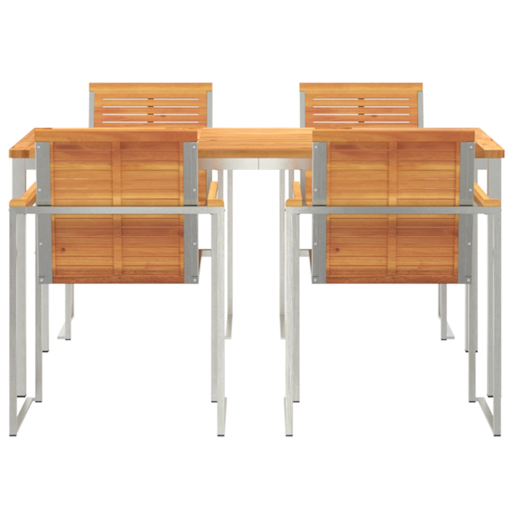 Set da Pranzo da Giardino  5 Pezzi in Legno Massello di Acacia