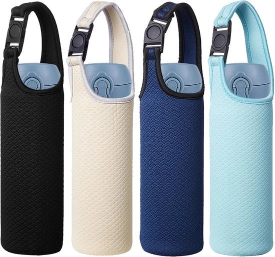 Supporto per bottiglia a spalla, 4 pezzi contenitori termoflessibili, protezione bottiglia acqua portatile, fibre elastiche, isolamento termico e conservazione del freddo (6,8 x 18 cm)