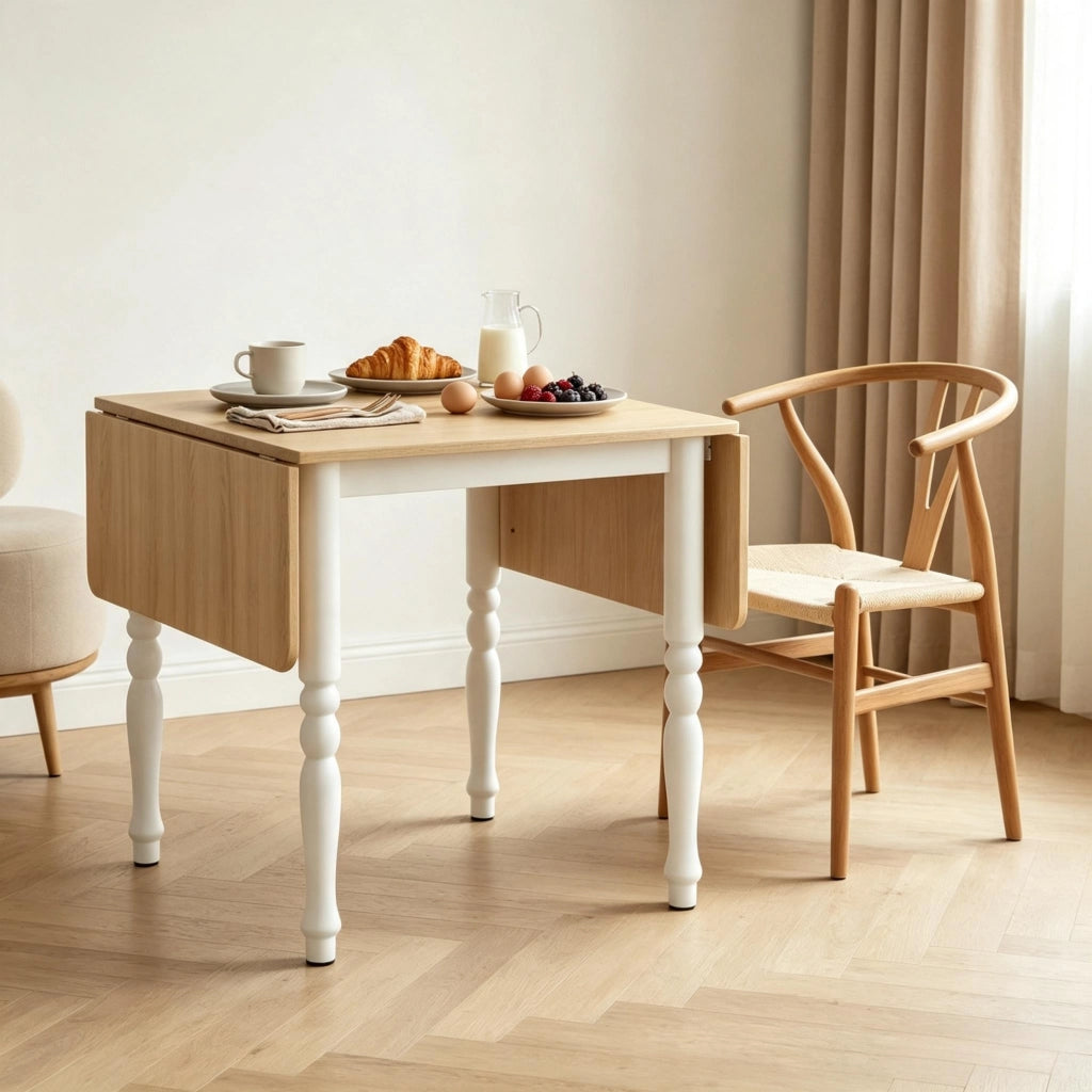 Tavolo da pranzo - pieghevole per 2-6 persone - estraibile 74-134 cm - 2 unità - piedi in acciaio - naturale